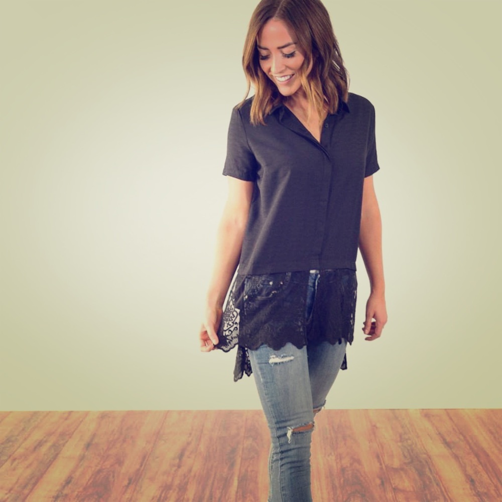 💛Skylar Black Lace Top